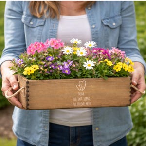Personalised Wooden Planter Box – Engraved Mother’s Day Gift
