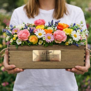Gepersonaliseerde houten plantenbak – gegraveerd Moederdagcadeau met persoonlijke boodschap