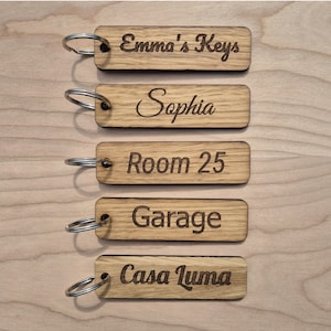 Personalised Oak Keyring, Custom Key Fob For, Shed, Garage, Hotel, Air BnB, Unique Oak Keyring - Elevate Your Keys with Personalised Charm