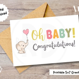 Druckbare Glückwunschkarte, digitaler Download, Glückwunschkarte, Babyparty, innen leer, Druck zu Hause, Schwangerschaftskarte, für Paare