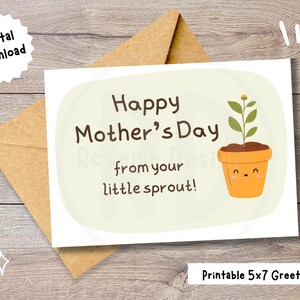 Carte de fête des mères Punny, téléchargement numérique, de votre petite pousse, appréciation de maman, vierge à l'intérieur, impression à la maison, maman de plante, de l'enfant