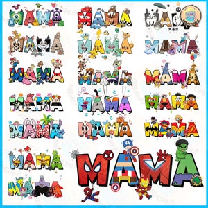 20+ Mama Cartoon Movie PNG Bundle, Family Vacation PNG, Custom Mom Png, Retro Mama Png, Gift For Mother's Day Png, Digital File