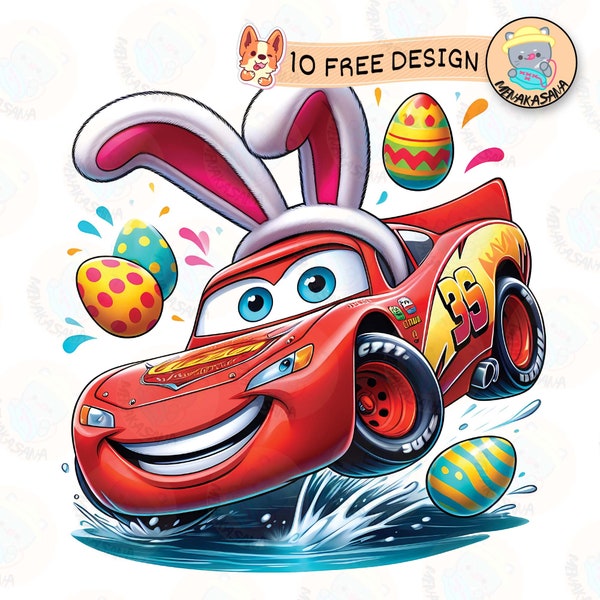 Chibi Car Movie Easter Cartoon PNG, Cartoon Easter Png, Car Easter Day Png, Funny Easter Png, Digital Download