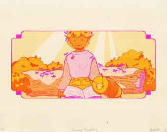 Summer Reading - Riso Print, 8.5 by 11