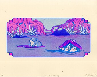Light Swimming - Riso Print, 8.5 by 11