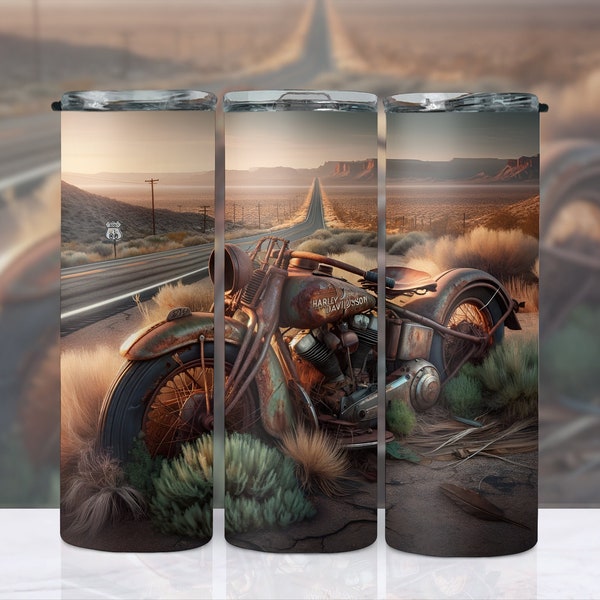 Harley Davidson Knucklehead 20oz Skinny Tumbler Wrap, Travel Art Poster, Personal Transport, Sublimation Design, Digital Download PNG