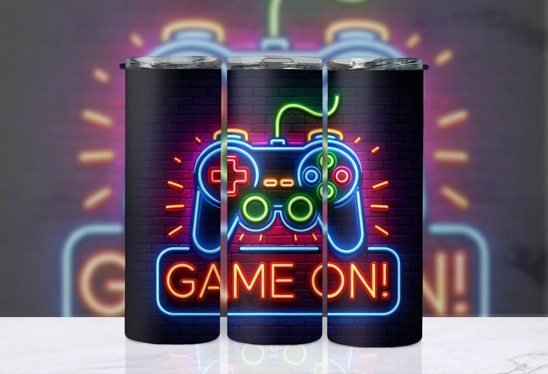 Game Controller Neon Sign Art 20oz Skinny Tumbler Wrap, Neon Art ...