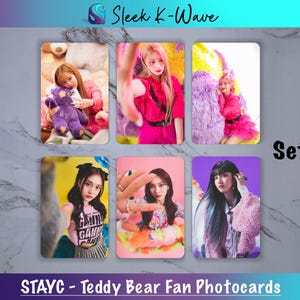 STAYC - Cartes photo K-pop personnalisées avec ours en peluche fabriquées par des fans