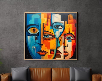 Abstract Human Emotions Collage Art Poster, Instant Digital Download
