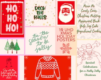 10 Christmas Art Poster | Santa Wall Art | Reindeer Holiday Art | Winter Holiday Posters | Christmas Printable | Digital Download