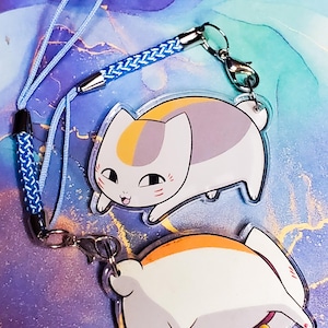 Madara Maneki-neko Cute Chibi | Double-Sided Acrylic Phone Charm Keychain Zipper Pull | PHYSICAL PRODUCT
