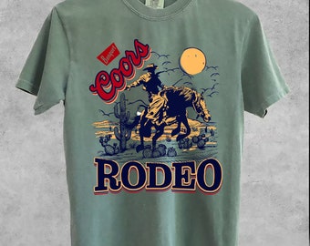 Chemise cowboy vintage Coors, chemise western, t-shirts graphiques, chemise rodéo rétro, t-shirt cowboy graphique couleurs confort, cadeau Wester Coors