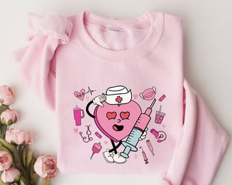 Nurse Sweatshirt, Nurse Coffee Lover Shirt, Valentines NICU Sweatshirt, Heart Nurse, Valentines Day Gift for ICU Nurse, Nurse Student Gift