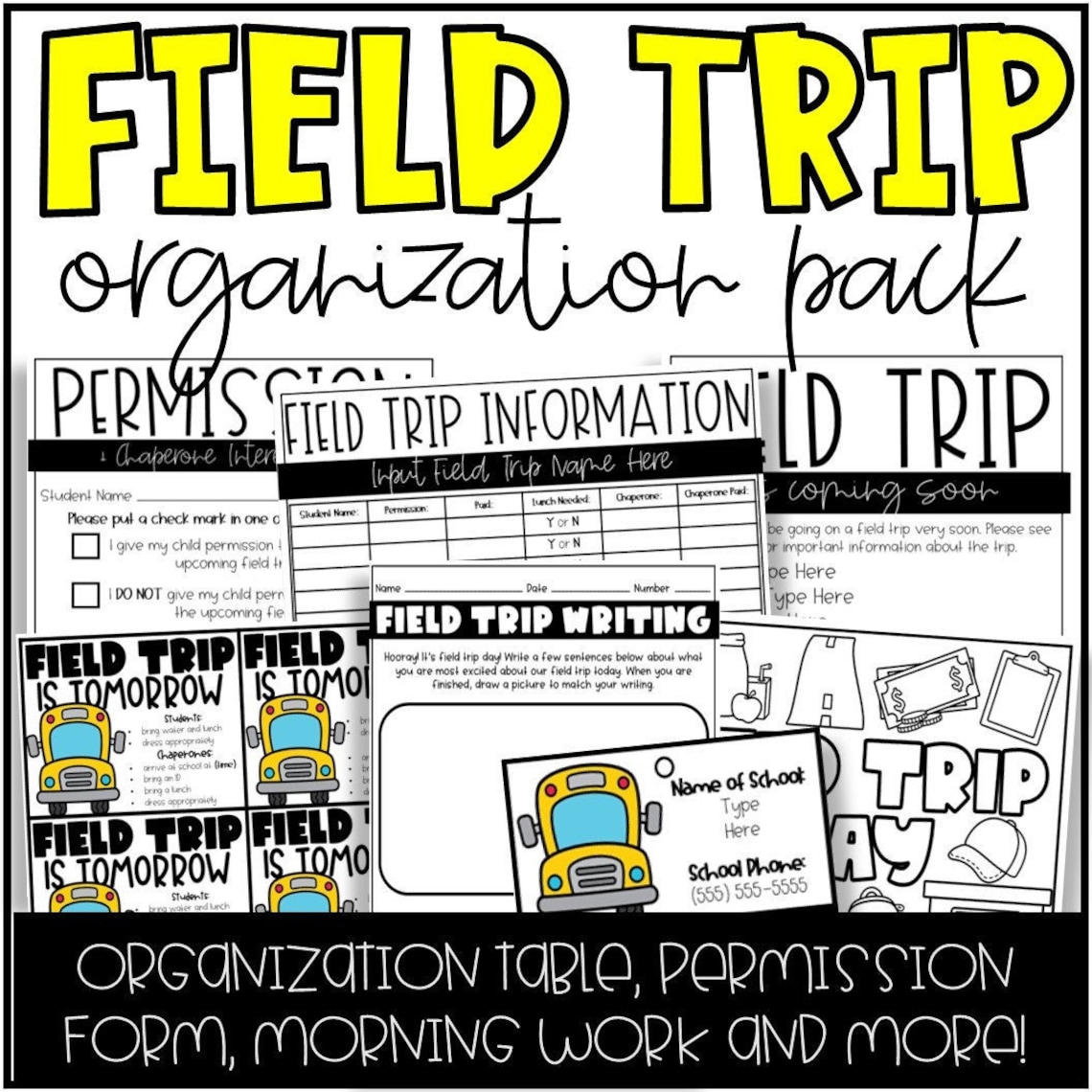 Field Trip Forms | Permission Forms | Chaperone Forms | Editable - Etsy