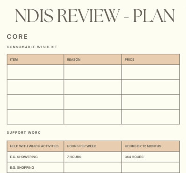 NDIS Planner Cheat Sheets, Organisation, Therapy Planning and Funding