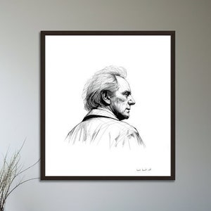 Back to the Future Doc Brown A3 & A4 line drawing digital download