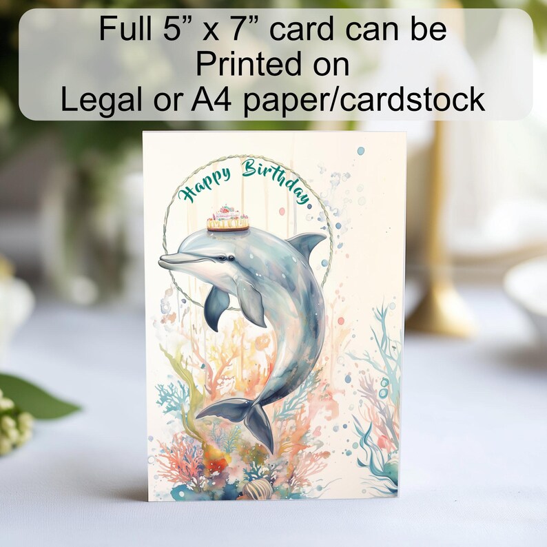 Dolphin Birthday Card – Animated Ecard, Printable 5x7 (digital Download ...