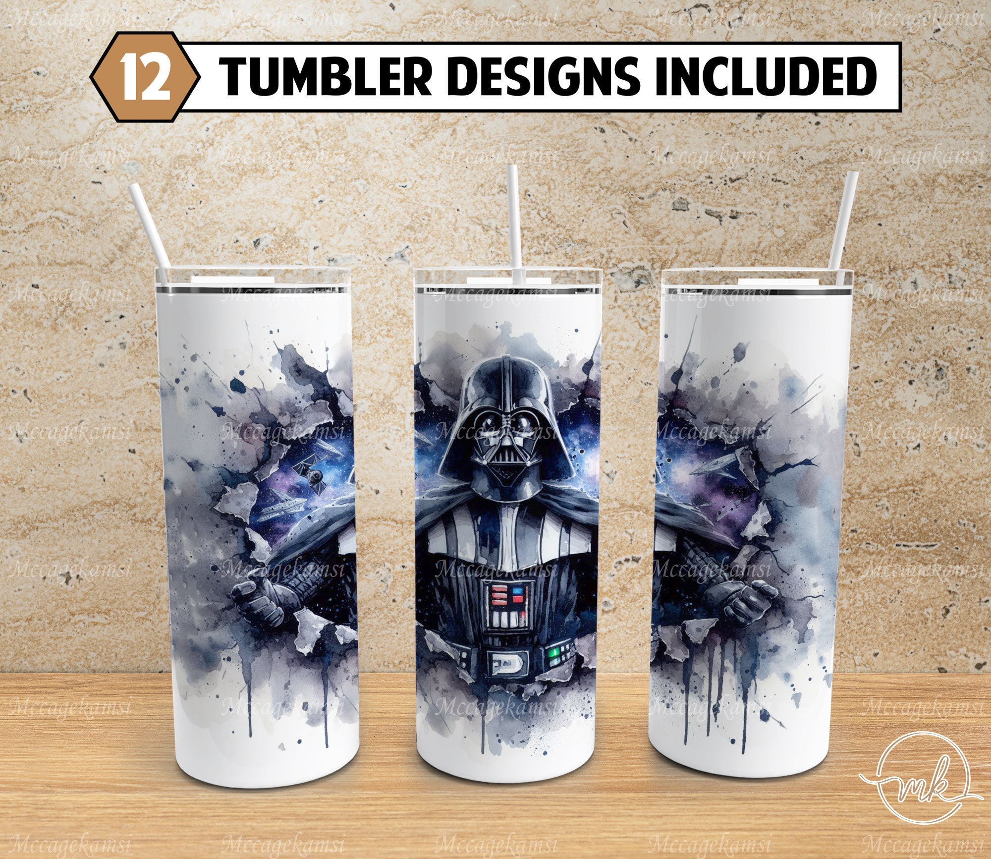 Vader playing guitar tumbler – ecogoatdesign