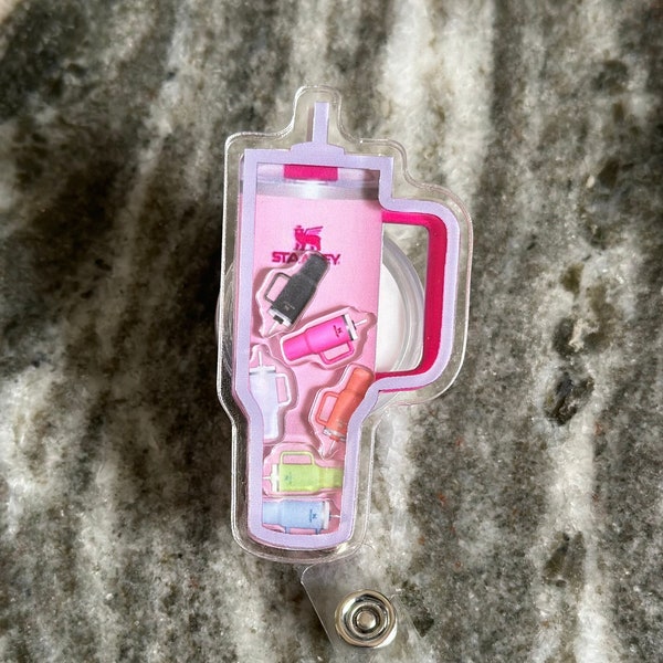 Basic Girl Shaker Badge Reel Pink Stanley