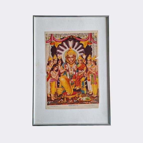 PUJA No.07 — Narsinha Awtar | Framed Devotional Print (c.1960s–1970s)