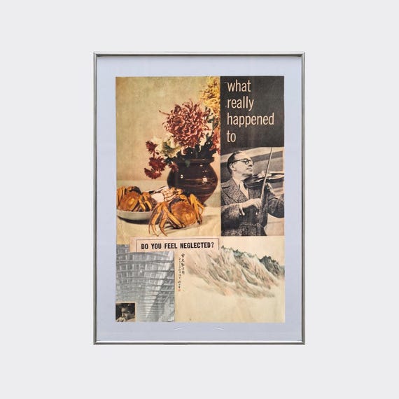 MANTRA No.09 — Do You Feel Neglected? | Framed Visual Assemblage | Original Collage Artwork | Vintage Ephemera