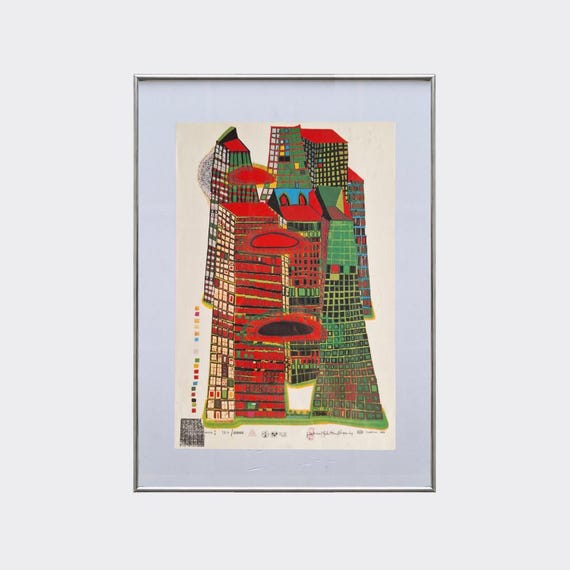 RUPA No.39 — Good Morning City Bleeding Town | Friedensreich Hundertwasser | Framed Vintage Art Print | Color Litograph Reproduction