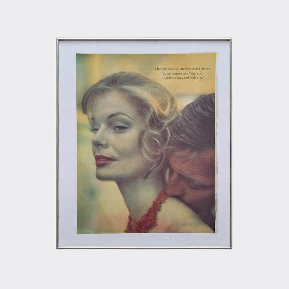 MANTRA No.01 — Her Hair Was Cool and Smelled of the Sea | Framed Found Poem | Vintage Magazine Ephemera