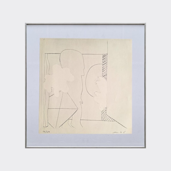 RUPA No.45 — Interior with Figure | Horst Antes | Framed Vintage Art Print | Litograph Reproduction