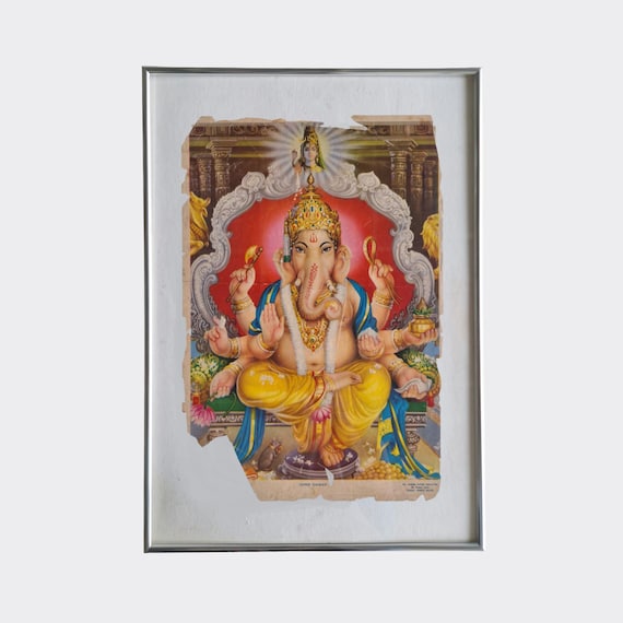 PUJA No.14 — Shri Ganesh (1) | Framed Devotional Print (c.1960s–1970s)