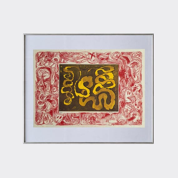 RUPA No.33 — Sans Sonnette | Pierre Alechinsky | Framed Vintage Art Print | Color Lithograph & Etching Reproduction