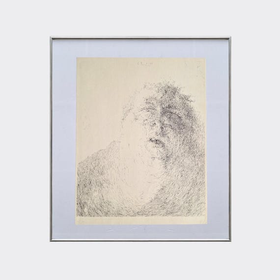 RUPA No.46 — Melancholy Self Portrait | Horst Antes | Framed Vintage Art Print | Litograph Reproduction