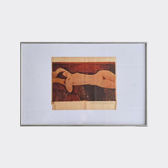 RUPA No.04 — Reclining Nude / Le Grand Nu (Modigliani) | Framed Visual Ephemera | Vintage Art Book Plate, 1950s