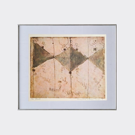 RUPA No.38 — Composition with Three Angles and Figures | Anton Heyboer | Framed Vintage Art Print | Color Litograph Reproduction