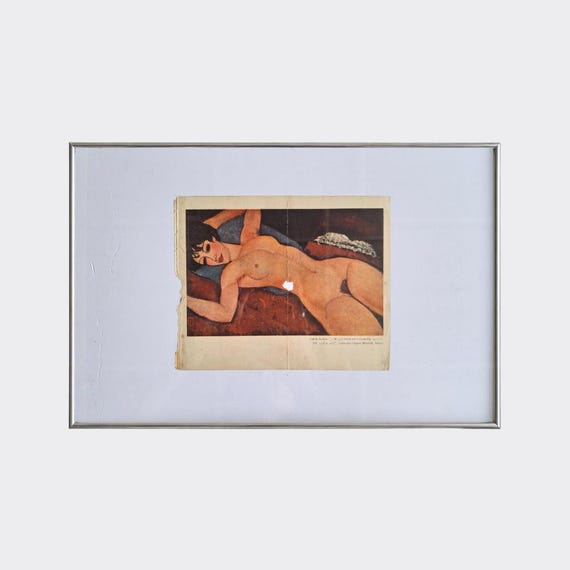RUPA No.01 — Reclining Nude / Nu Couché (Modigliani) | Framed Visual Ephemera | Vintage Art Book Plate, 1950s