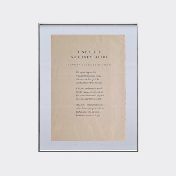 MANTRA No.05 — Une Allée au Luxembourg | Gérard de Nerval | Framed Found Poem | Vintage French Romanticism
