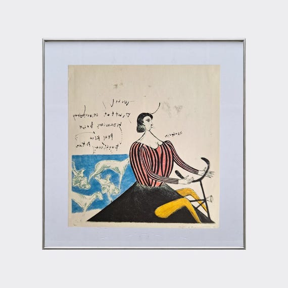 RUPA No.43 — Romantic Scene | Masuo Ikeda | Framed Vintage Art Print | Color Litograph Reproduction