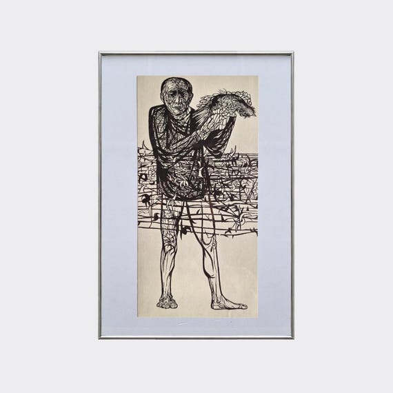RUPA No.42 — Man of Peace | Leonard Baskin | Framed Vintage Art Print | Litograph Reproduction