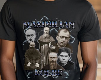 St. Maximilian Retro 90's Shirt, Catholic Shirt, Saint Shirt, St Maximilian Kolbe shirt Catholic Gift Confirmation gift Catholic men's shirt