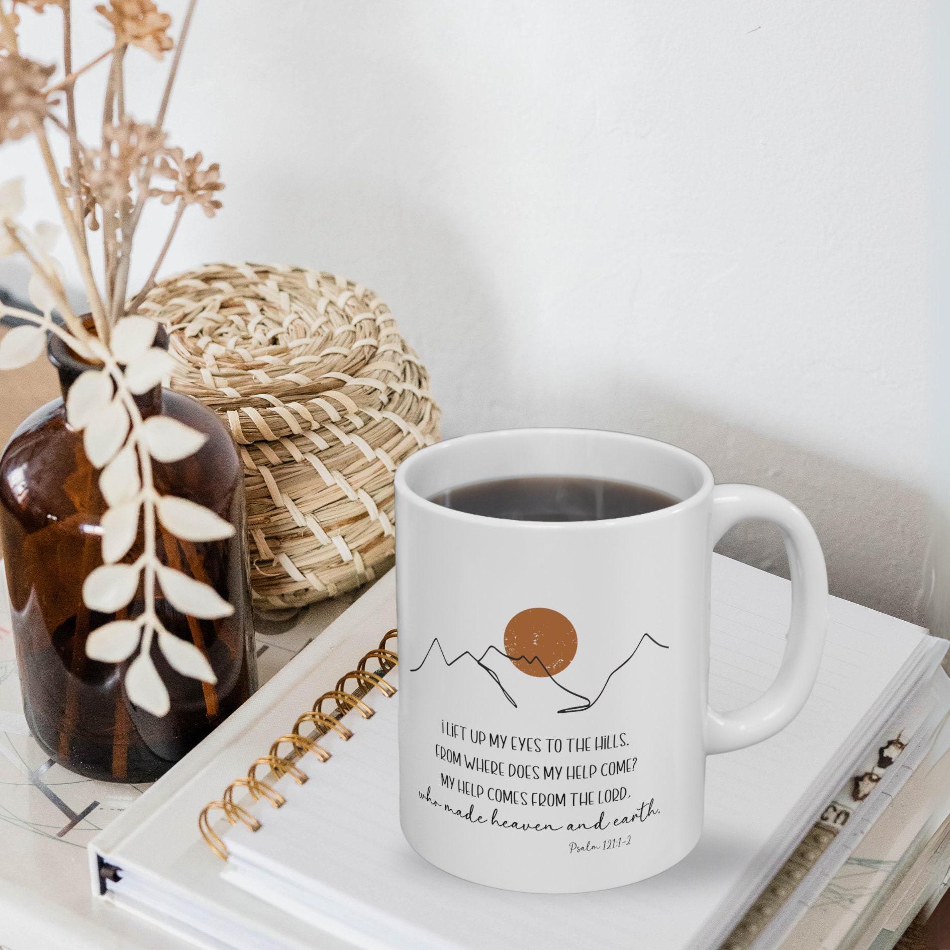 Christian Coffee Mug, Bible Verse Mug, Scripture Verse Mug, I Lift My ...