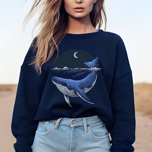 Whale Sweatshirt, Whales Crewneck, Whales Sweater, Ocean Crewneck, Whale gift, Save the Ocean Sweater, Whale shirt, Environment sweatshirt