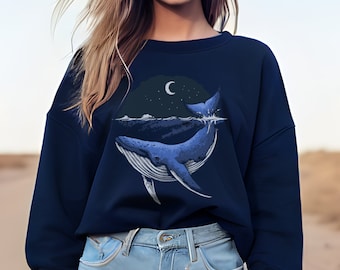 Whale Sweatshirt, Whales Crewneck, Whales Sweater, Ocean Crewneck, Whale gift, Save the Ocean Sweater, Whale shirt, Environment sweatshirt