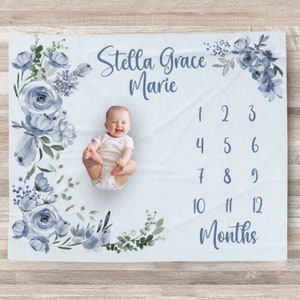 Custom Baby Milestone Blanket, Personalized blanket, Monthly Growth tracker, baby shower gift, pregnancy gift, New Mom Gift, Mother's day