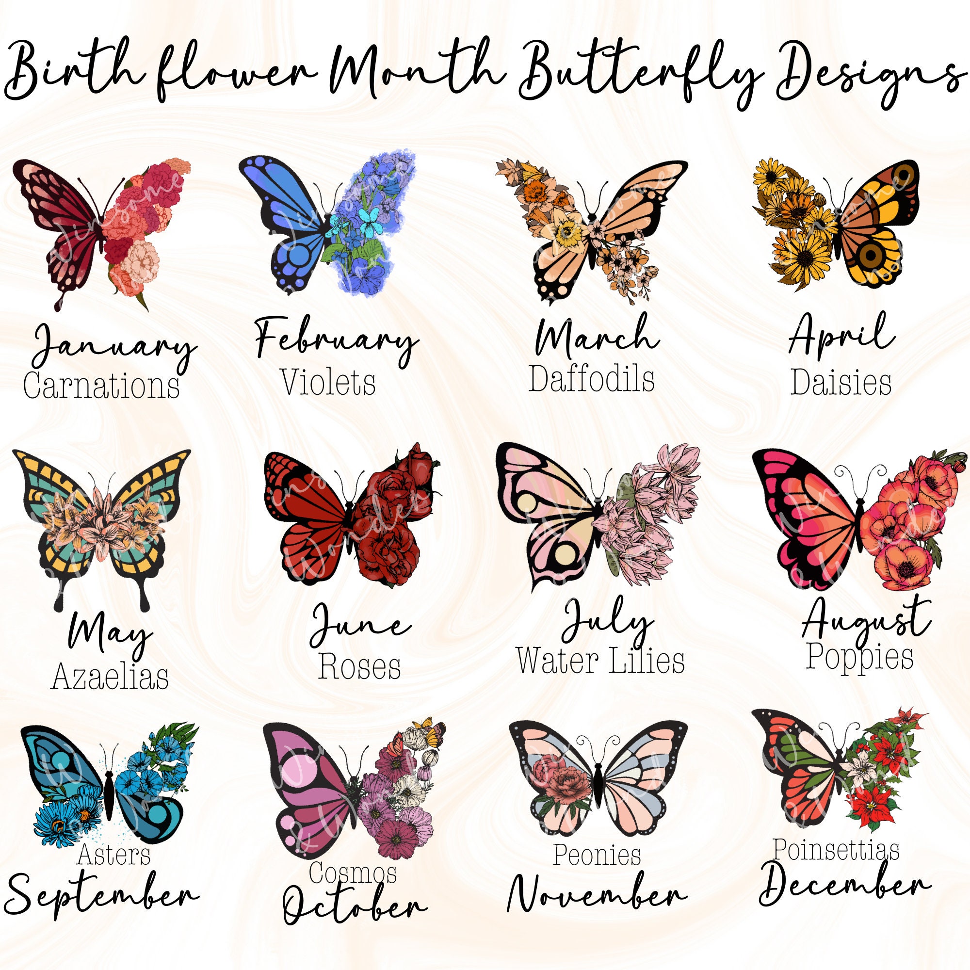 Personalized birth flower tote bag custom tote bag birth flower gift mothers day gift birthday gift for her butterfly tote bag gift for wife