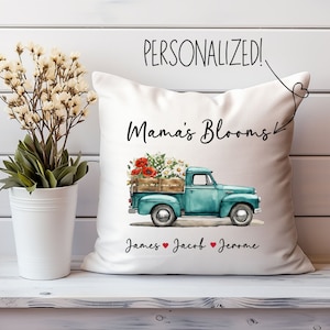 Personalized Birthflower Pillow, Gift for Grandma, Gift for Mom, Mother&#39;s day gift, Custom Grandma&#39;s Garden Pillow, Farmhouse Pillow for mom
