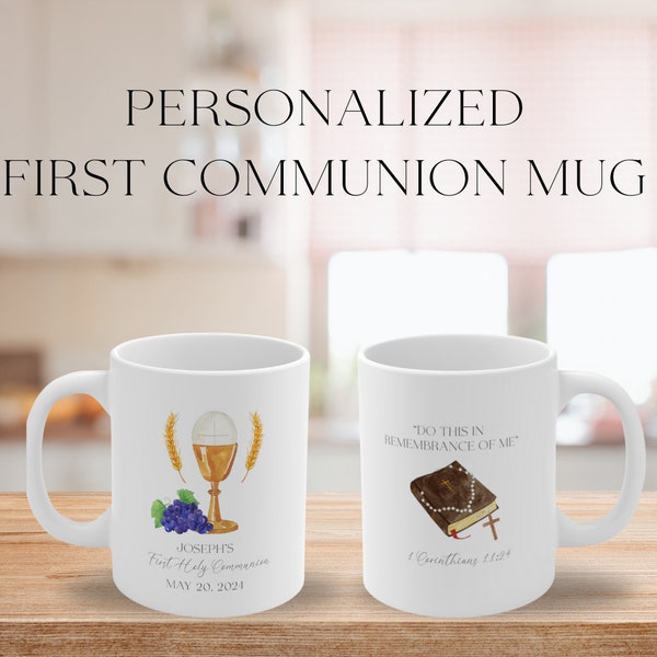 Personalized First Holy Communion Mug, Custom Holy communion Mug, Holy Communion Gift, Godchild gift, gift for goddaughter, gift for godson