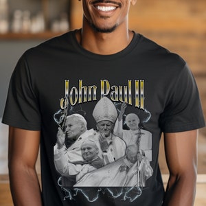 John Paul II Retro 90s Shirt, St John Paul II Shirt, Saint JPII shirt, Catholic Gift, Confirmation gift, Catholic men&#39;s shirt, Saint shirt