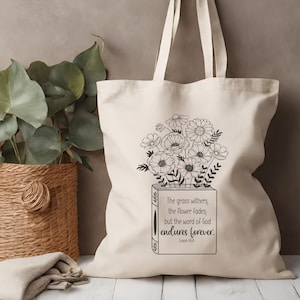 Christian tote bag faith tote bag Bible verse christian canvas gift scripture gift church gift school tote teacher gift christian gift