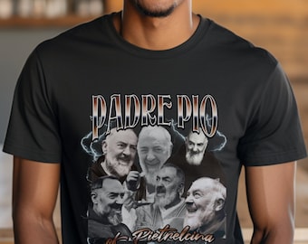 Padre Pio Retro 90s Shirt, Catholic Shirt, St Padre Pio Shirt, Saint Padre Pio shirt, Catholic Gift, Confirmation gift, Catholic men&#39;s shirt