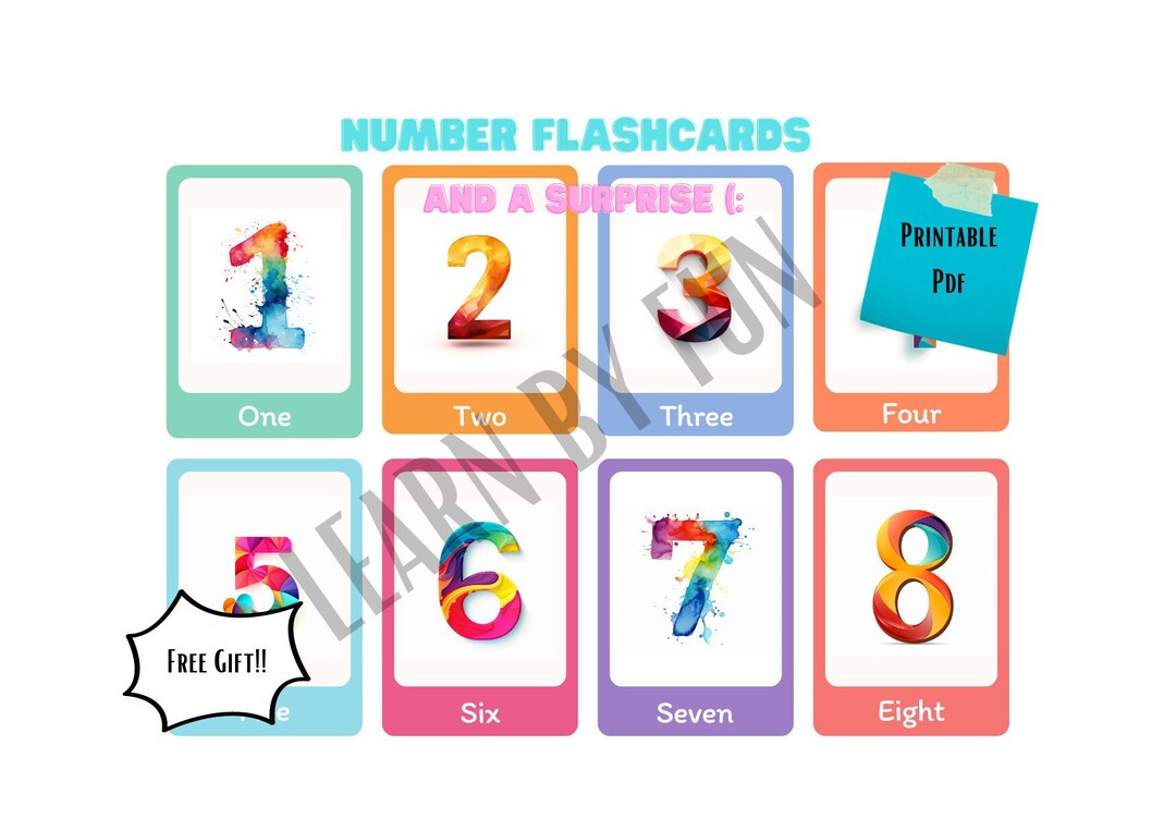 NUMBER Flashcards for Kids Pdf Printable Cards Home - Etsy