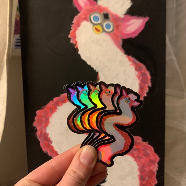 Holo Long Furby Sticker - Pink